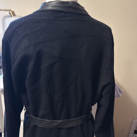 Sioni Black Sweater Blazer with Faux Leather Trim, new - Picture 5 of 10